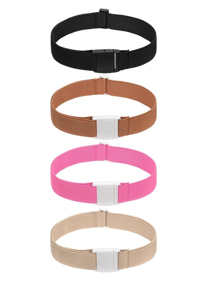 TRIWORKS 4 Pack Kids Elastic Adjustable Belts for Girls Easy Buckle Flat Buckle Stretchy Belt for Kids Boys Girls - Image 1