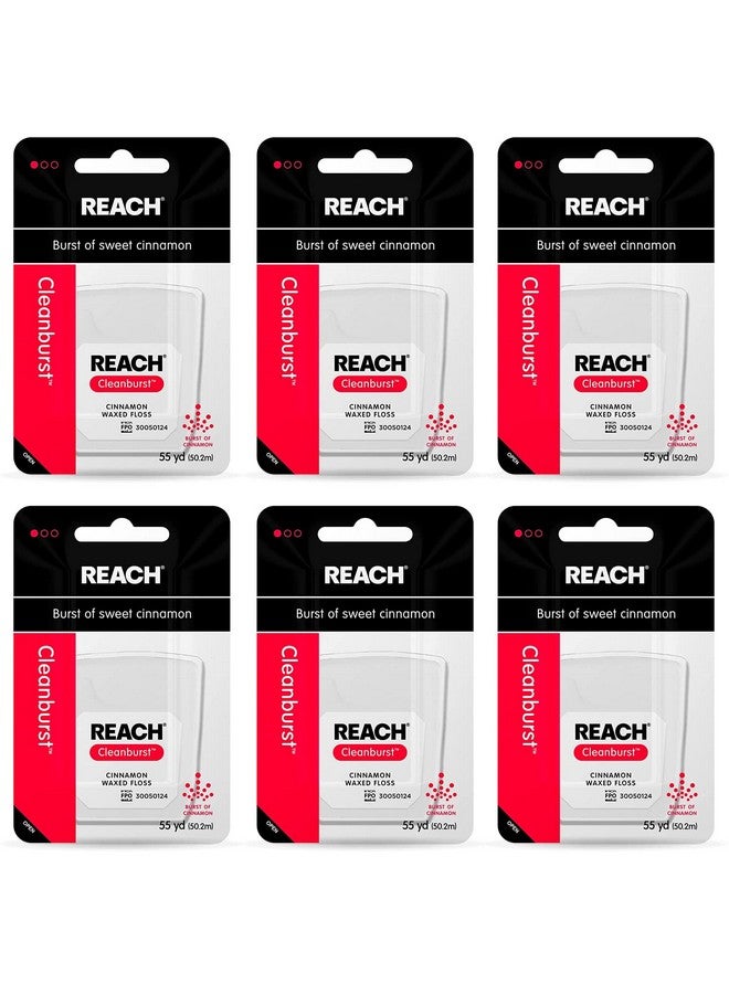 REACH Waxed Dental Floss Bundle Effective Plaque Removal Extra Wide Cleaning Surface Shred Resistance & Tension Slides Smoothly & Easily Pfas Free Cinnamon Flavored 55 Yard (Pack Of 6) - Image 1
