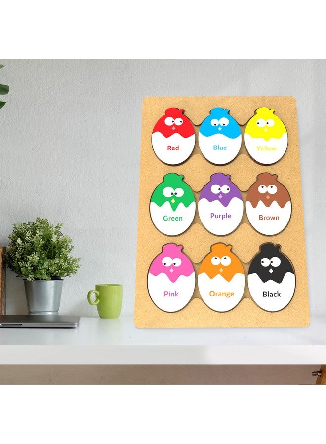 Webby Educational Egg Shaped Colours Wooden Puzzle Board Toy for Montessori Pre-School Kids, 18 Pcs - Image 4