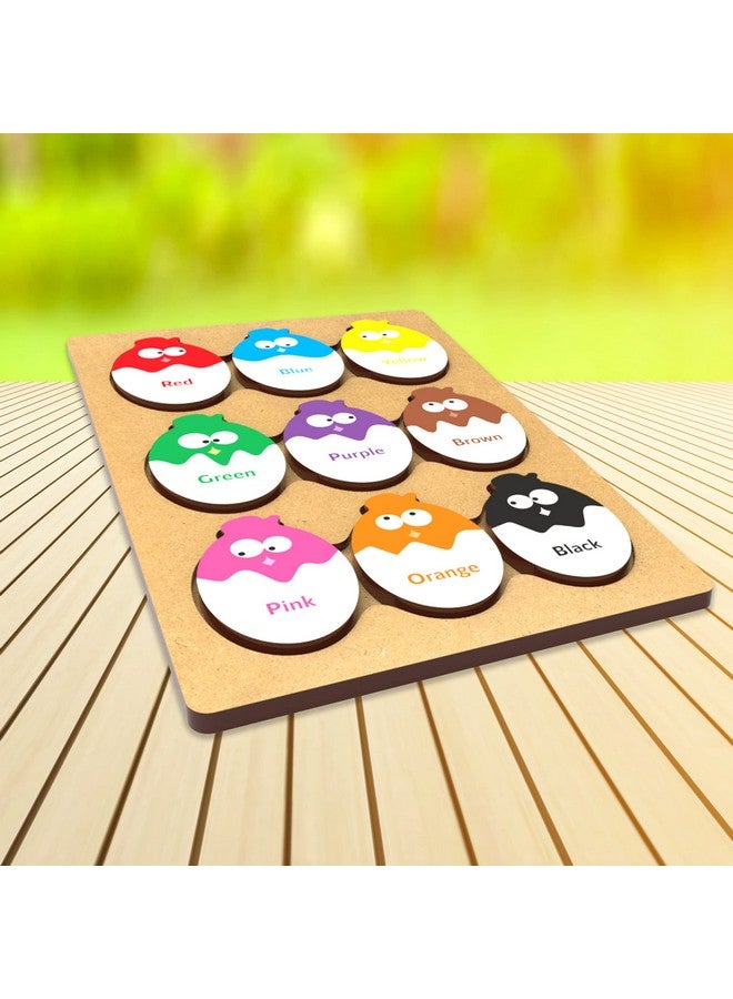 Webby Educational Egg Shaped Colours Wooden Puzzle Board Toy for Montessori Pre-School Kids, 18 Pcs - Image 5