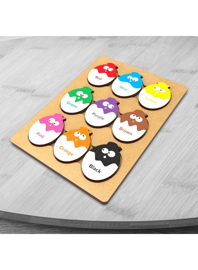 Webby Educational Egg Shaped Colours Wooden Puzzle Board Toy for Montessori Pre-School Kids, 18 Pcs - Image 3