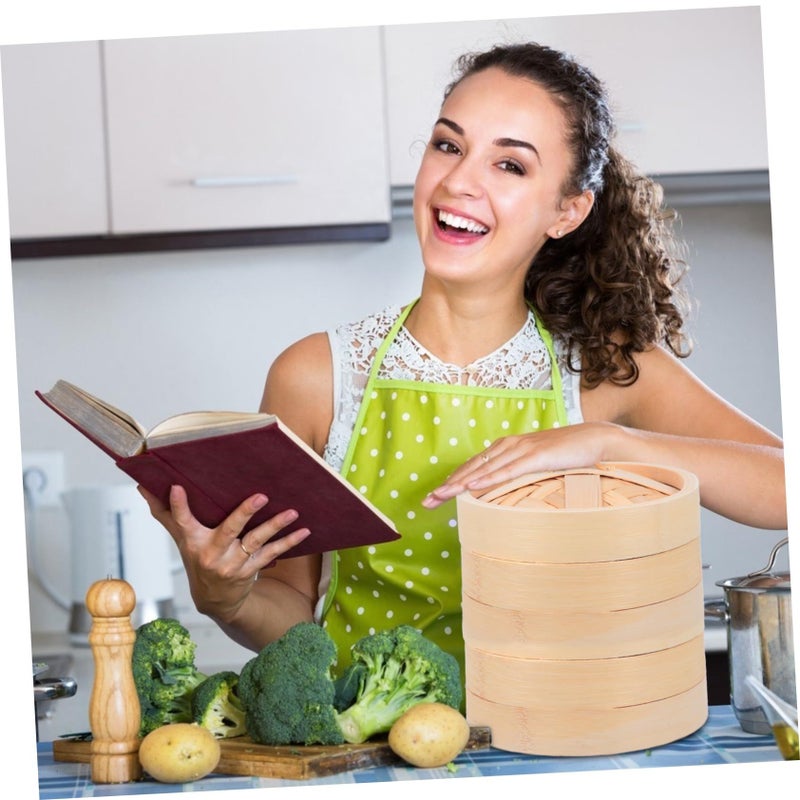 مجموعة وعاء طبخ بالبخار من الخيزران مع غطاء، مجموعة واحدة، أداة طهي للزلابية - Image 3