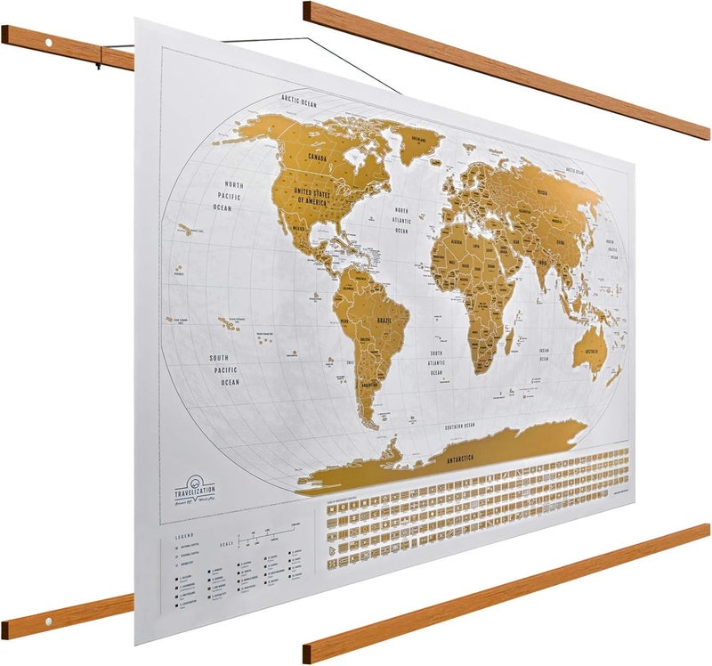 Travelization إطار حامل ملصق مغناطيسي Travelization 36 36x24 خريطة العالم القابلة للخدش مجموعة أصلية - Image 1