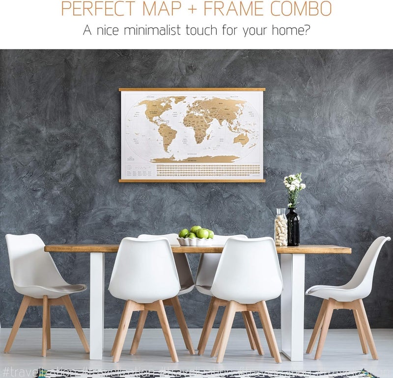 Travelization إطار حامل ملصق مغناطيسي Travelization 36 36x24 خريطة العالم القابلة للخدش مجموعة أصلية - Image 2