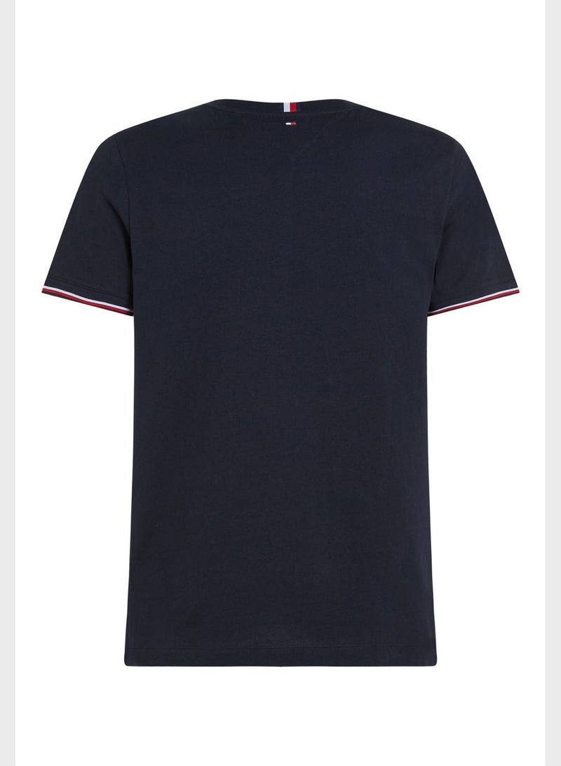 تومي هيلفيغر تيشيرت بقصة ضيقة وحواف مميزة - Image 5