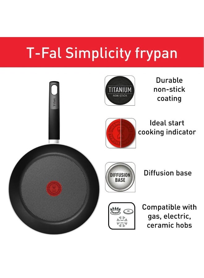 T-Fal Simplicity frypan 20 cm Durable Non-Stick Coating, Safe-Non-Stick Coating, Heat Indicator, Diffusion Base, Easy Cleaning, Stovetop Compatibility, Made in France, B4480282 - Image 3