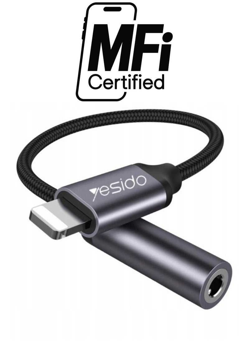 Yesido - Yesido Audio Cable AUX 3.5MM Lightning To Headphone Adapter 3.5millimeter Black - Image 1