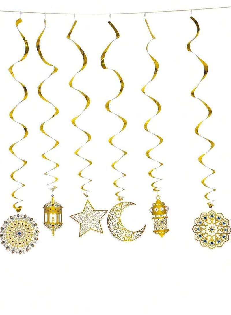 Ramadan Decorations Ramadan Hanging Spiral Decorations in Gold with Crescent Star and Lantern Designs for Wall and Ceiling Decor - Image 4