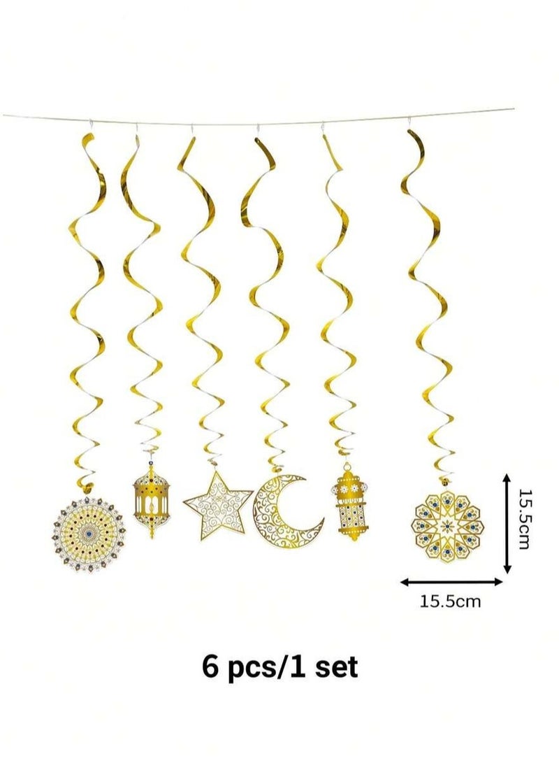 Ramadan Decorations Ramadan Hanging Spiral Decorations in Gold with Crescent Star and Lantern Designs for Wall and Ceiling Decor - Image 5