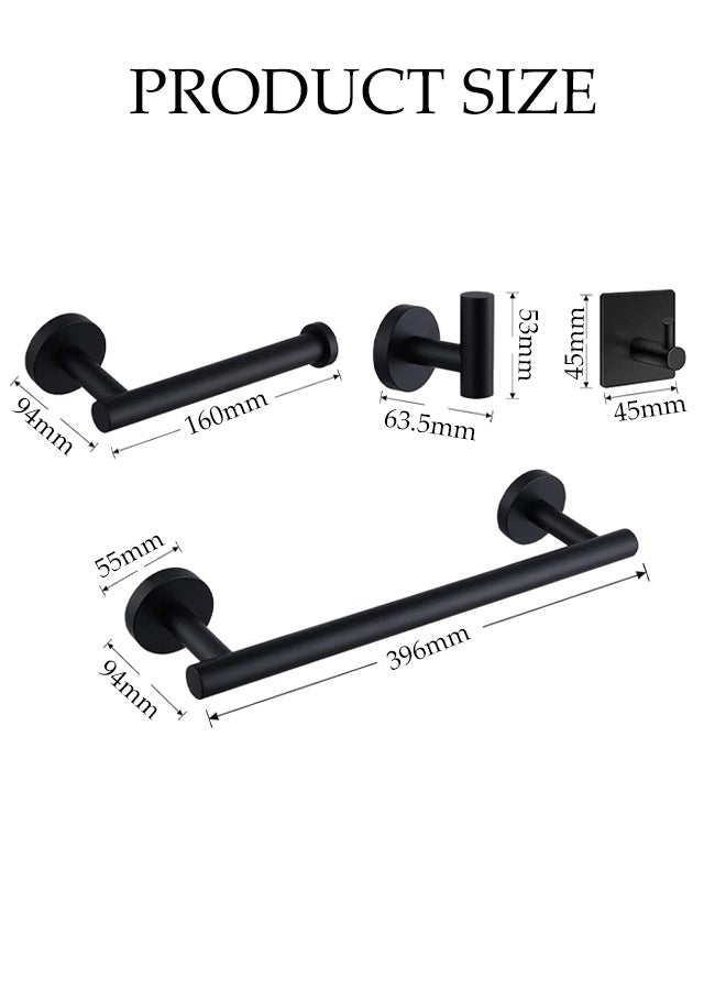 DUNISO 5-Piece Silver Bathroom Wall Hook Bath Towel Bar Set, Towel Bar + Toilet Paper Holder + Towel Ring + 2 Single Clothes Hooks, Multifunctional Bathroom Hook Set, Self-Adhesive, Suitable For Hotel Apartment Bathrooms.  - Image 2