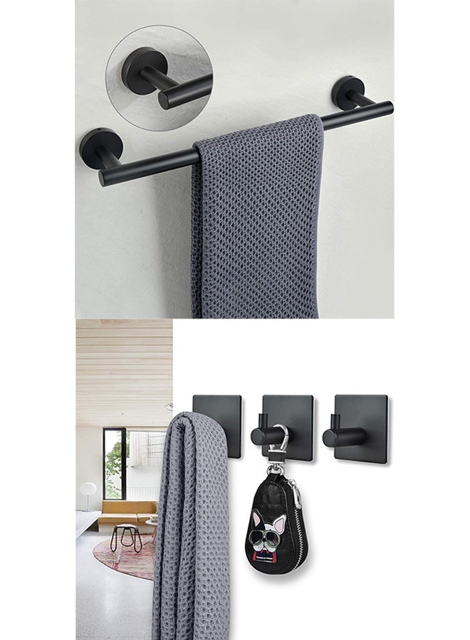 DUNISO 5-Piece Silver Bathroom Wall Hook Bath Towel Bar Set, Towel Bar + Toilet Paper Holder + Towel Ring + 2 Single Clothes Hooks, Multifunctional Bathroom Hook Set, Self-Adhesive, Suitable For Hotel Apartment Bathrooms.  - Image 4