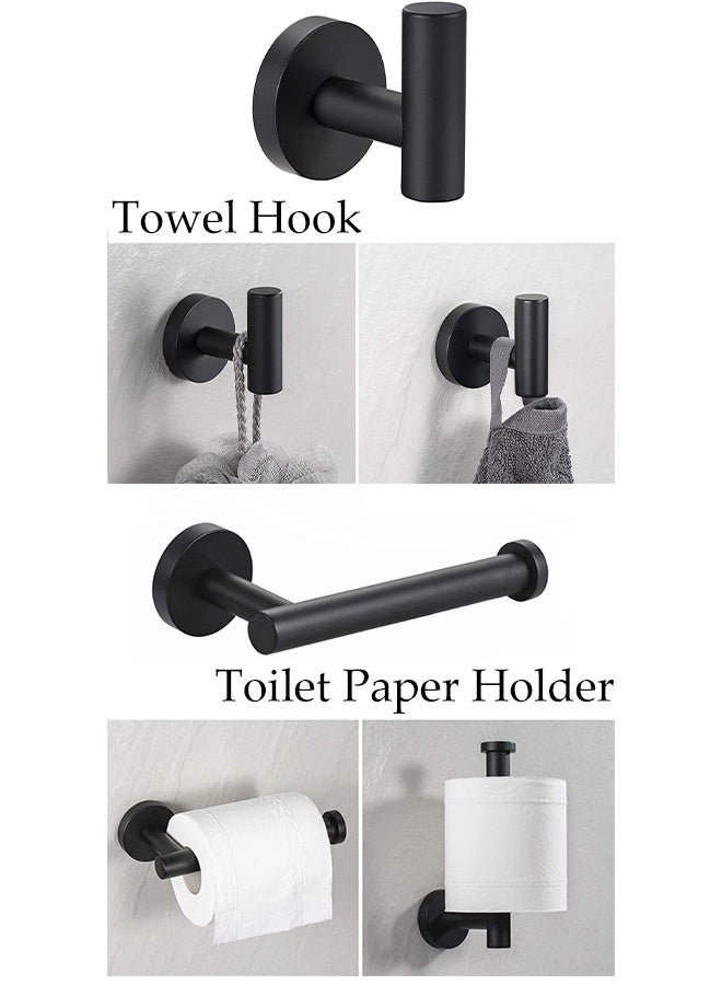 DUNISO 5-Piece Silver Bathroom Wall Hook Bath Towel Bar Set, Towel Bar + Toilet Paper Holder + Towel Ring + 2 Single Clothes Hooks, Multifunctional Bathroom Hook Set, Self-Adhesive, Suitable For Hotel Apartment Bathrooms.  - Image 3