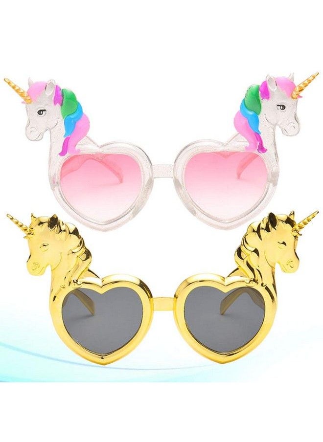 BESTOYARD 2Pcs Unicorn Heart Party Sunglasses Unicorn Heart Shaped Party Glasses Unicorn Kids Party Supplies Perfect Unicorn Birthday Party Favor Pink And Gold  - Image 3