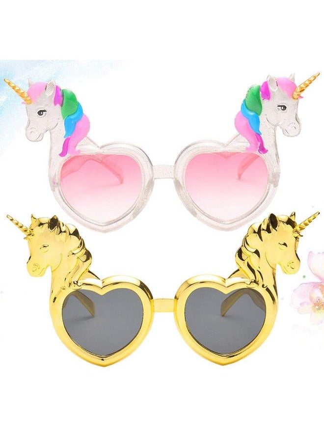 BESTOYARD 2Pcs Unicorn Heart Party Sunglasses Unicorn Heart Shaped Party Glasses Unicorn Kids Party Supplies Perfect Unicorn Birthday Party Favor Pink And Gold  - Image 5