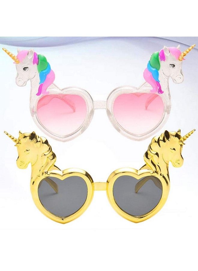 BESTOYARD 2Pcs Unicorn Heart Party Sunglasses Unicorn Heart Shaped Party Glasses Unicorn Kids Party Supplies Perfect Unicorn Birthday Party Favor Pink And Gold  - Image 4