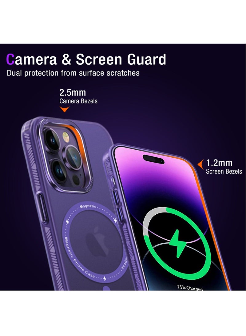 Color Fans Magnetic for iPhone 13 Pro Max Case Compatible with MagSafe Slim Protective Translucent Matte Phone Cover Matte Purple - Image 4