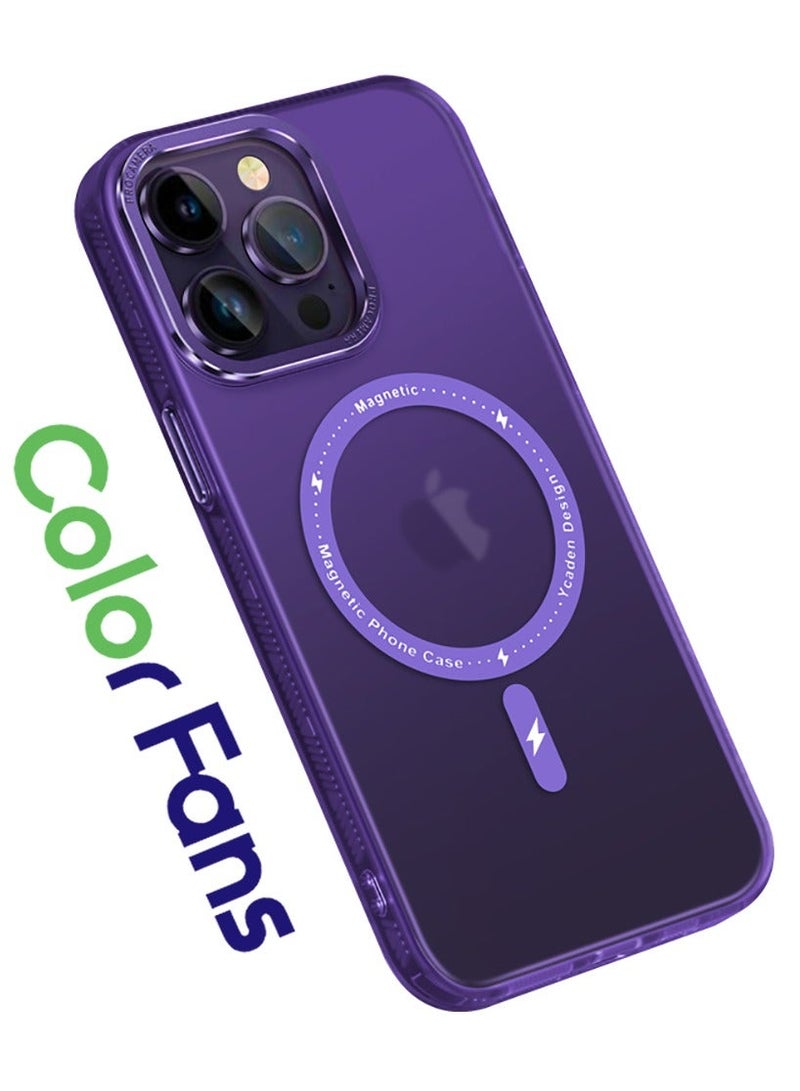 Color Fans Magnetic for iPhone 13 Pro Max Case Compatible with MagSafe Slim Protective Translucent Matte Phone Cover Matte Purple - Image 1