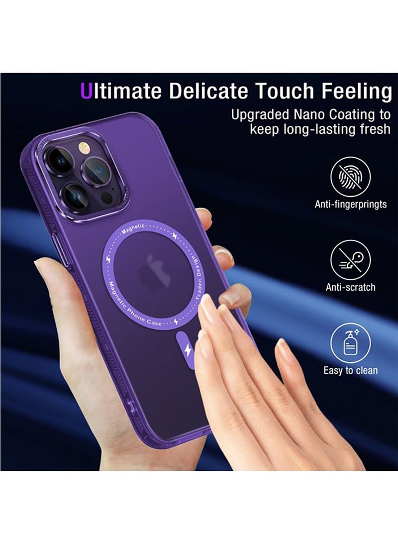 Color Fans Magnetic for iPhone 13 Pro Max Case Compatible with MagSafe Slim Protective Translucent Matte Phone Cover Matte Purple - Image 5