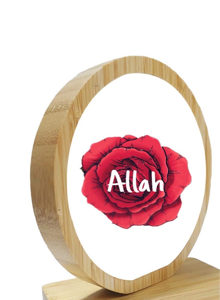 Service Zone Protective Printed White Round Shape Wooden Photo Frame for Table Top With Portable Stand Allah - Image 3