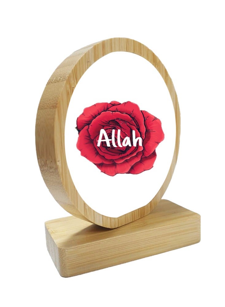 Service Zone Protective Printed White Round Shape Wooden Photo Frame for Table Top With Portable Stand Allah - Image 2