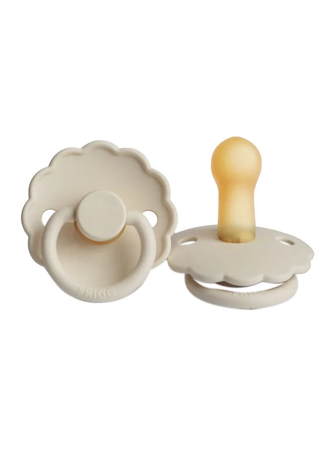 FRIGG Daisy Latex Baby Pacifier, 6-18 Months, Pack of 1, Size 2 - Cream