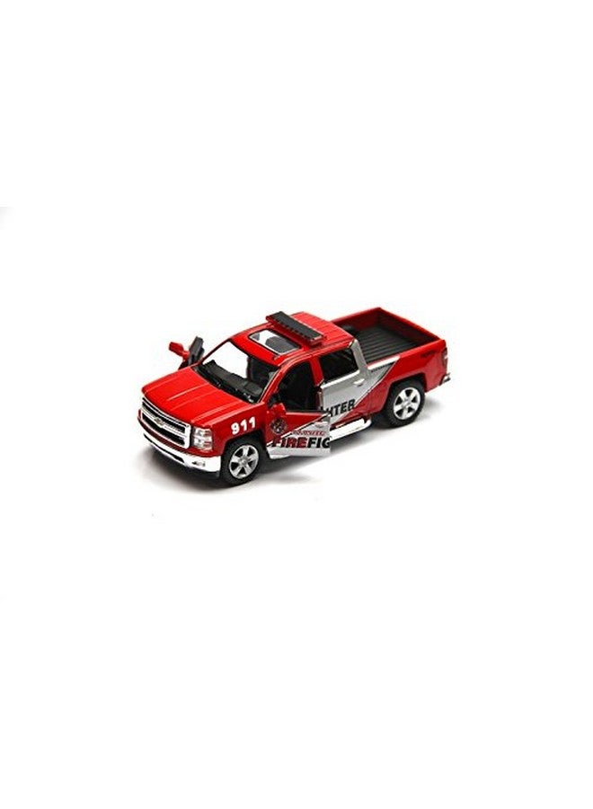 KiNSMART 2014 Chevrolet Silverado 1:46 Scale 5 Inch Police & Firefighter Pick-up Truck (2 Set) - Image 4