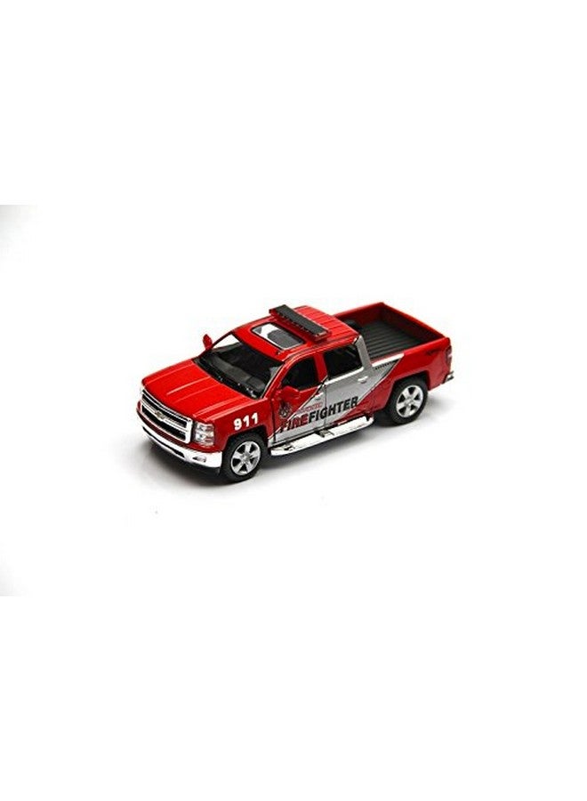 KiNSMART 2014 Chevrolet Silverado 1:46 Scale 5 Inch Police & Firefighter Pick-up Truck (2 Set) - Image 5