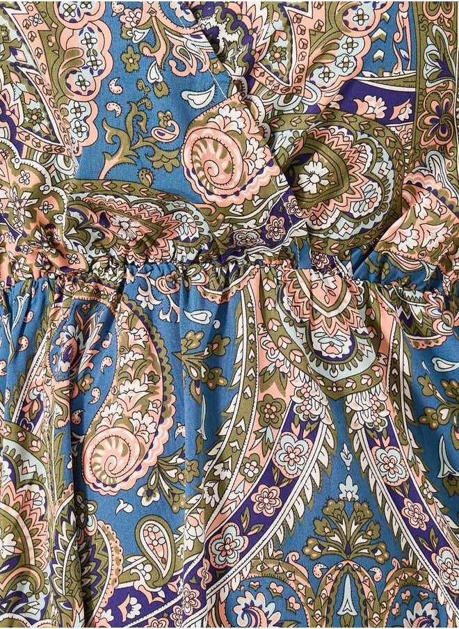 Styli - Plus Size All-Over Printed Wrap Look A-Line Midi Dress - Image 1