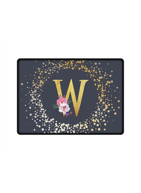 Designer Gaming Mouse Pad  Anti-Skid Mousepad Large Keyboard Mouse Pad Desk Mat Custom Monogram Initial Letter Floral Pattern Alphabet - W  (Grey)