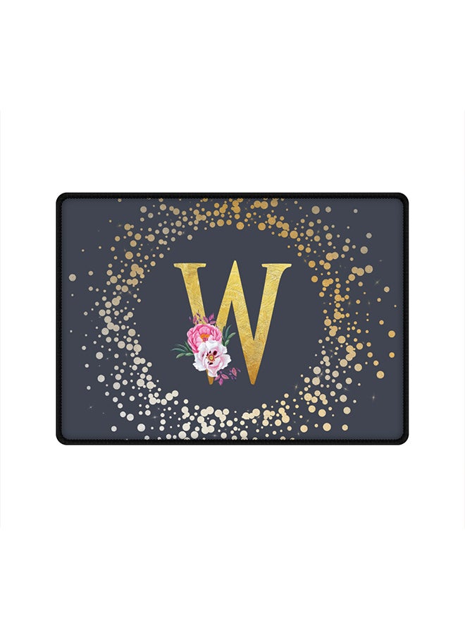 Stylizedd Designer Gaming Mouse Pad  Anti-Skid Mousepad Large Keyboard Mouse Pad Desk Mat Custom Monogram Initial Letter Floral Pattern Alphabet - W  (Grey)  - Image 1