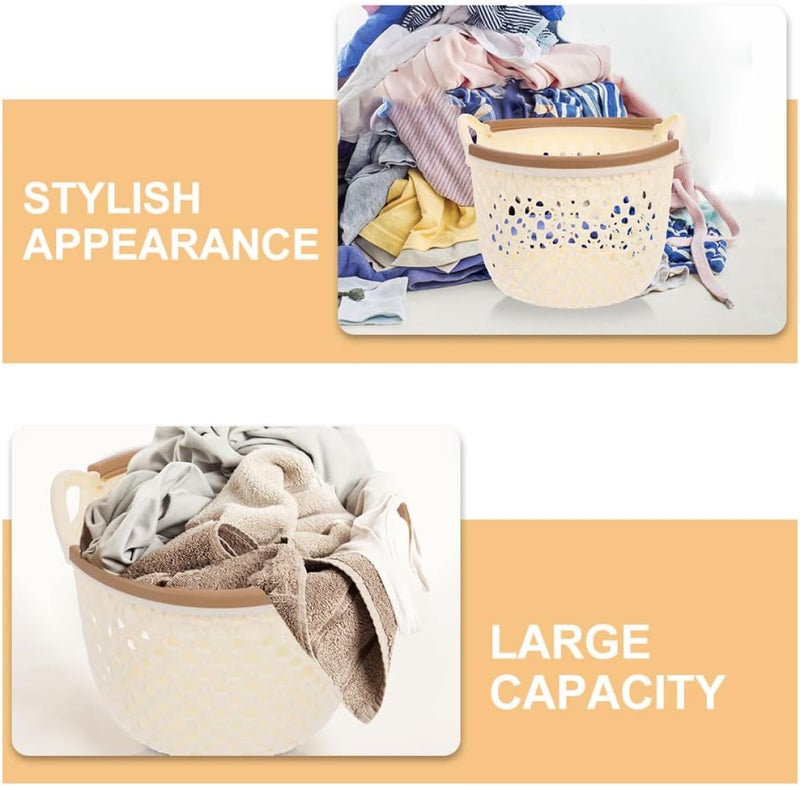 IMIKEYA Laundry Basket with Handles Hollow out Medium Size Plastic Storage Bin Waterproof Laundry Hamper for Bathroom Nursery and Blanket Storage - Image 3