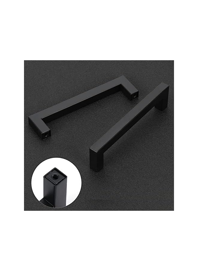promass Cabinet Pulls Matte Black Cabinet Handles Square Drawer Pulls, 10 Pack 5 Inch Stainless Steel Kitchen Door Cupboard Cabinet Handles, Drawer Hardware Handles, 128mm Hole Centers - Image 4