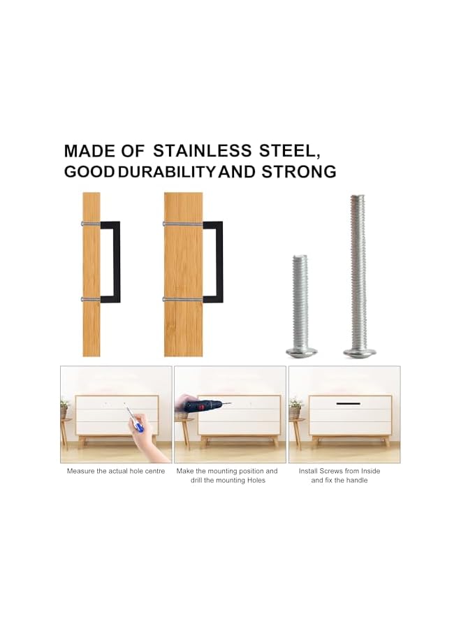 promass Cabinet Pulls Matte Black Cabinet Handles Square Drawer Pulls, 10 Pack 5 Inch Stainless Steel Kitchen Door Cupboard Cabinet Handles, Drawer Hardware Handles, 128mm Hole Centers - Image 3