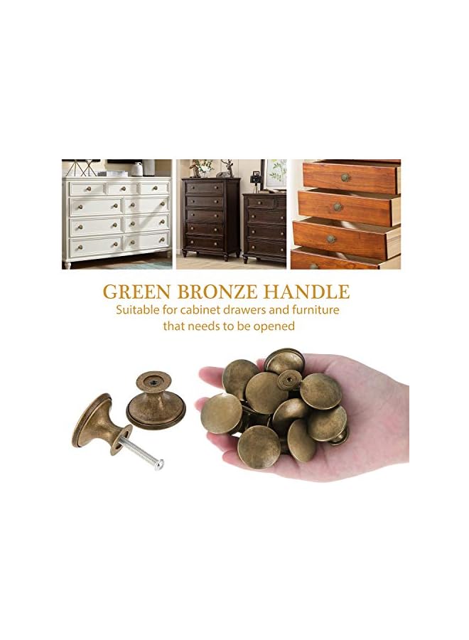 promass 12 Pcs Vintage Antique Bronze Knobs Handle Pulls 30mm Brass Round Knobs for Cabinet Drawer Kitchen Bathroom Cupboard Home Office Furniture (Yellow Bronze) - Image 2