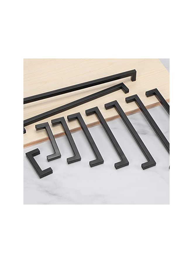 promass Cabinet Pulls Matte Black Cabinet Handles Square Drawer Pulls, 10 Pack 5 Inch Stainless Steel Kitchen Door Cupboard Cabinet Handles, Drawer Hardware Handles, 128mm Hole Centers - Image 5