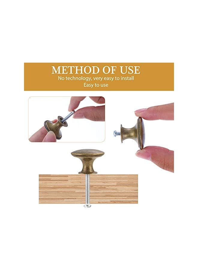 promass 12 Pcs Vintage Antique Bronze Knobs Handle Pulls 30mm Brass Round Knobs for Cabinet Drawer Kitchen Bathroom Cupboard Home Office Furniture (Yellow Bronze) - Image 5