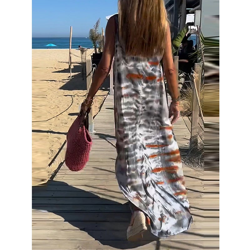 Women's Abstract Print Sleeveless Maxi Dress - Image 3