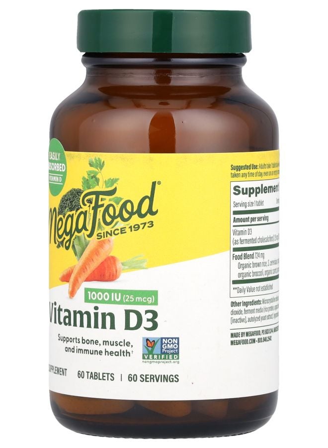 MegaFood فيتامين د3 25 ميكروغرام (1000 وحدة دولية) 60 قرص - Image 2