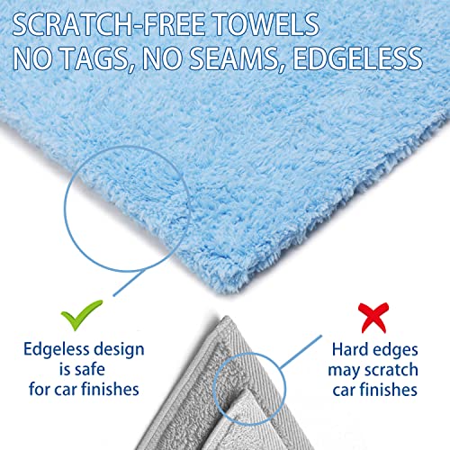 CARCAREZ Microfiber Towels for Cars, Car Drying Wash Detailing Buffing Polishing Towel with Plush Edgeless Microfiber Cloth, 450 GSM 16x16 in. Pack of 6 - Image 3