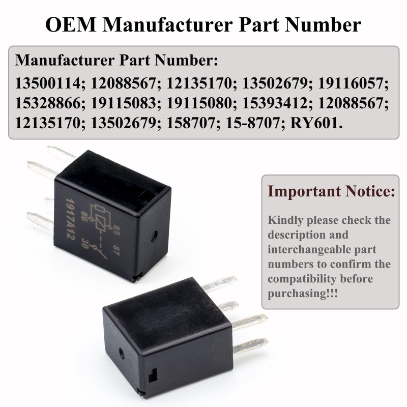 HOPUT 2pcs 4 Pin Multipurpose Relay 12088567 15328866, GM 13500114 D1786C High Power 4 Terminal 8866 8567 8385 Relay - Image 2