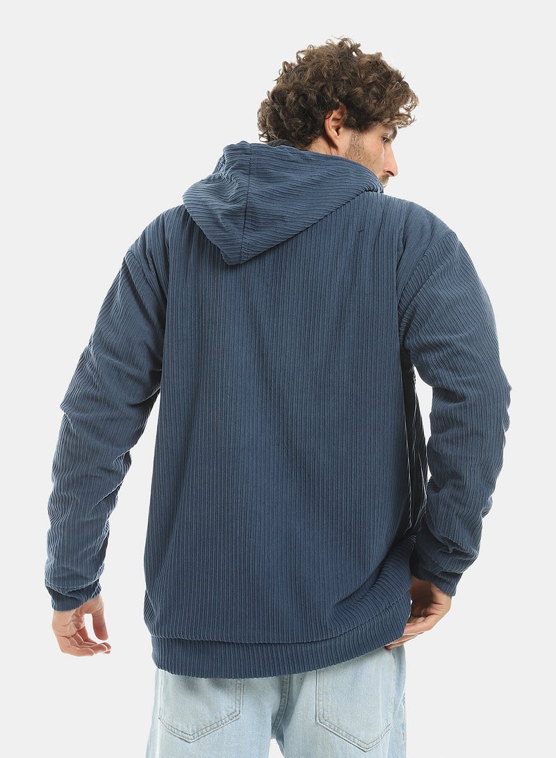 Andora Teal Blue Zipped Velvet Lightweight Jacket_Blue - Image 2