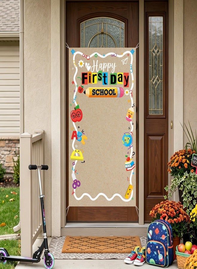Joy Bang First Day of School Decorations, 35x23Inch First Day of School Banner Backdrop Photo Booth Props Welcome Back to School Decorations Party Supplies for Kindergarten Classroom Home Wall Door - Image 5