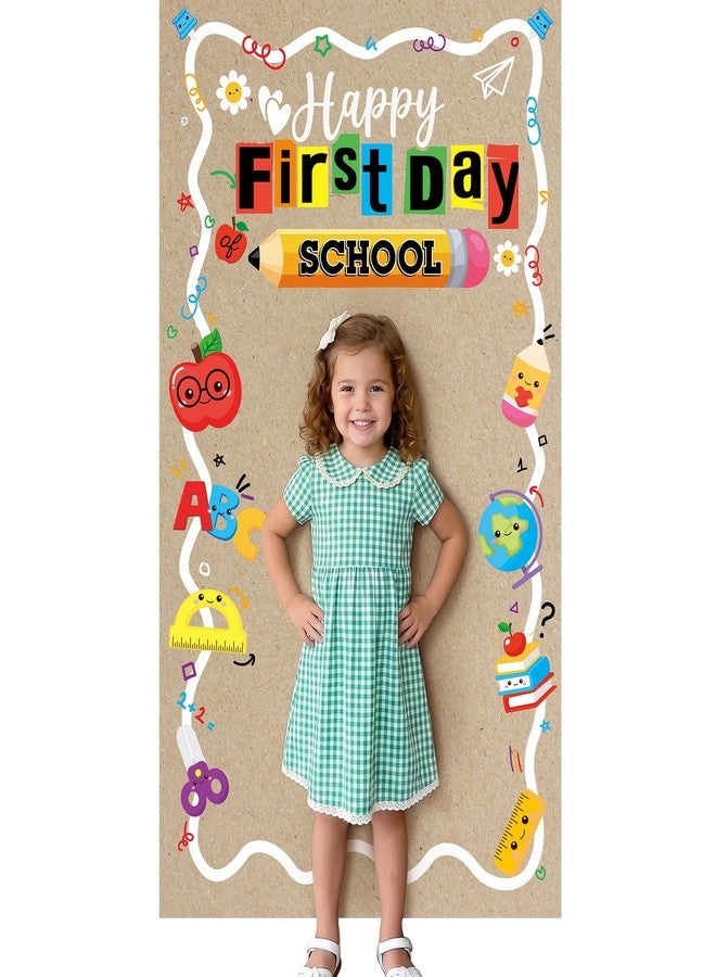 Joy Bang First Day of School Decorations, 35x23Inch First Day of School Banner Backdrop Photo Booth Props Welcome Back to School Decorations Party Supplies for Kindergarten Classroom Home Wall Door - Image 1