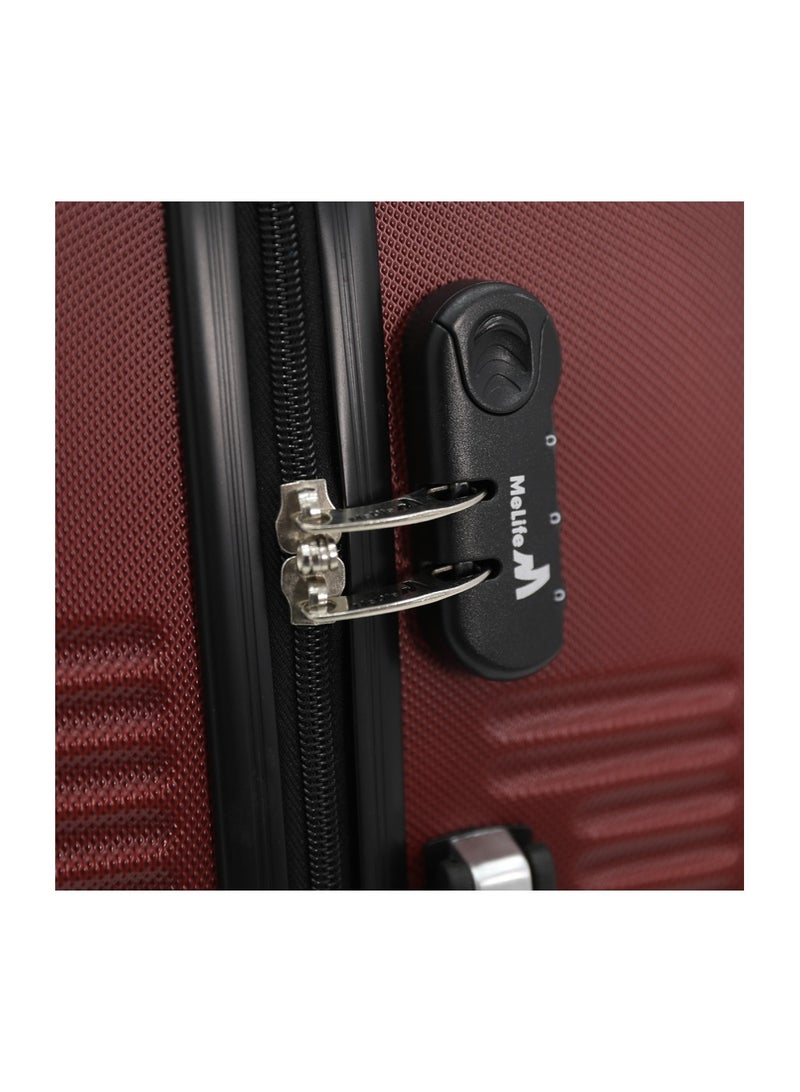 MELIFE Hardshell Luggage Trolley Bag 3 Pieces Set With Spinner Wheels,Burgundy (S-20inch,M-24inch,L-28inch) - Image 3