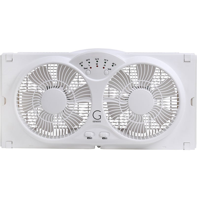 Genesis Twin Fan High Velocity Reversible AirFlow Fan, LED Indicator Lights Adjustable Thermostat & Max Cool Technology, ETL Certified, White (A1WINDOWFAN) - Image 3