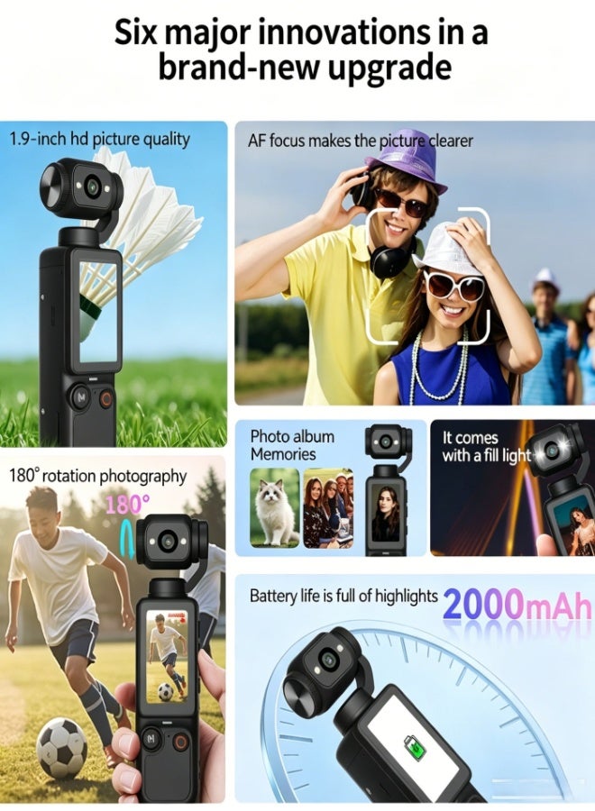 KORAX Vlogging Camera with 180° Rotating Lens, Pocket Camera with Audio & Video Recording,7-Hour Battery, Handheld POV Cameras with 128GB, Easy One-Button Recording for Travel,Daily Life(black) - Image 3
