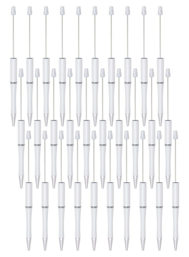 jiebor 30Pcs White Beadable Pens Plastic Bead Ballpoint DIY Cute Cool Pens Black Ink for Women Men Bridal Graduation Gift Office Supplies - Image 1