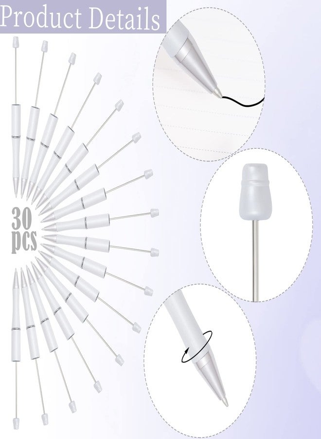 jiebor 30Pcs White Beadable Pens Plastic Bead Ballpoint DIY Cute Cool Pens Black Ink for Women Men Bridal Graduation Gift Office Supplies - Image 4