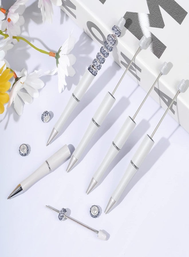 jiebor 30Pcs White Beadable Pens Plastic Bead Ballpoint DIY Cute Cool Pens Black Ink for Women Men Bridal Graduation Gift Office Supplies - Image 3