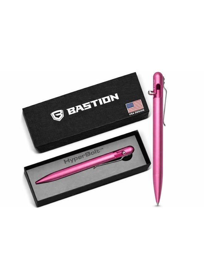 Bastion ® Luxury Slim Bolt Action Pen, Lightweight Aluminum EDC Pen with Fine Tip, Professional Ballpoint Pen for School and Work - Pink - Image 1